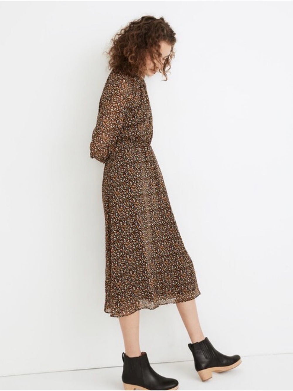 Madewell (Re)sourced Georgette Smocked-Neck Midi Dress in Folktale Paisley Sz XL - Picture 2 of 14